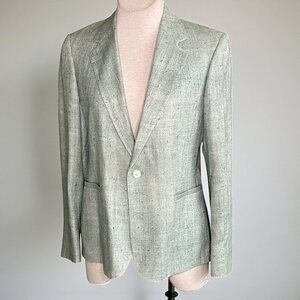 Mint Green 100% Raw Silk Classic Twee Tailored Blazer Size 10